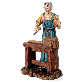 Carpenter at work table for 12 cm Nativity scene, Martino Landi