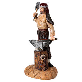 Fabbro con incudine per presepe di 12 cm resina colorata