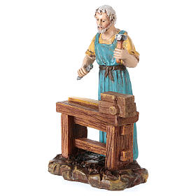 Carpenter at work table for 10 cm Nativity scene, Martino Landi