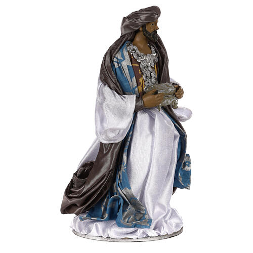 Three Wise Men 32 cm in resin and blue and silver cloth Shabby Chic style 10