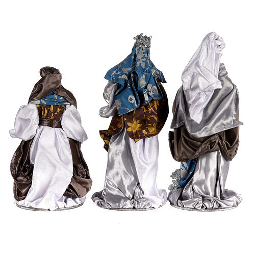 Three Wise Men 32 cm in resin and blue and silver cloth Shabby Chic style 11