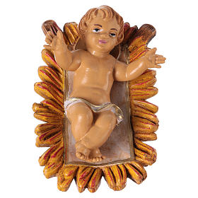 Baby Jesus with cradle for 16 cm Nativity Scene, pvc wood finish