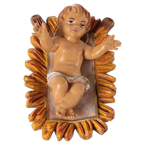 Baby Jesus with cradle for 16 cm Nativity Scene, pvc wood finish 1