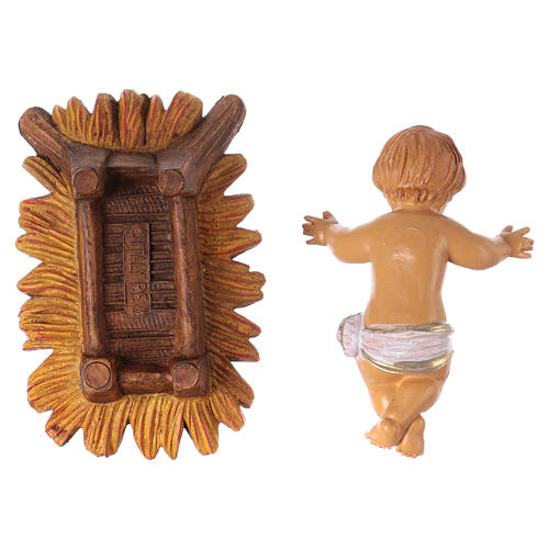 Baby Jesus with cradle for 16 cm Nativity Scene, pvc wood finish 4