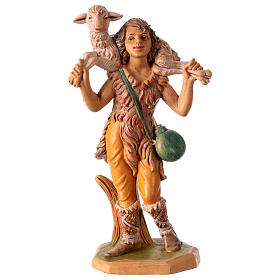 Shepherd with lamb figurine for 16 cm Nativity Scene