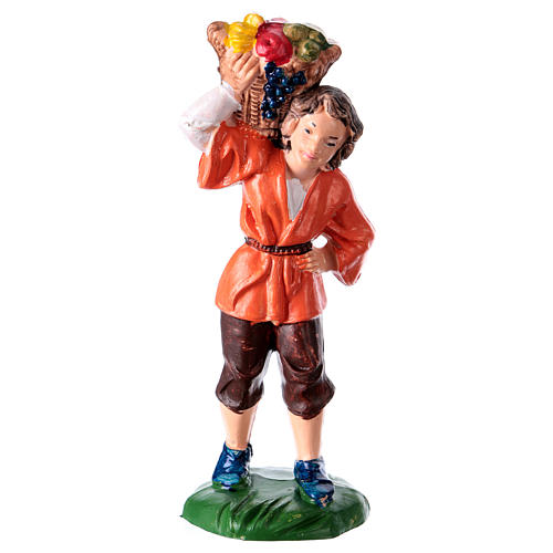 Statua uomo con cesto 10 cm per presepe 1
