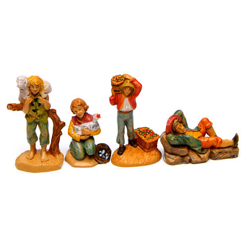 Wood finish figurines for Nativity Scene 7 cm, set of 19 3