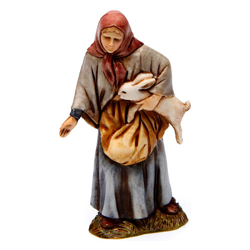 Bûcheron femme avec oie femme avec lapin 10 cm Moranduzzo style historique 4