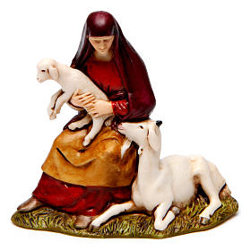 Bagpiper, man in wonder, woman with sheep figurines for Nativity scene Moranduzzo 8 cm