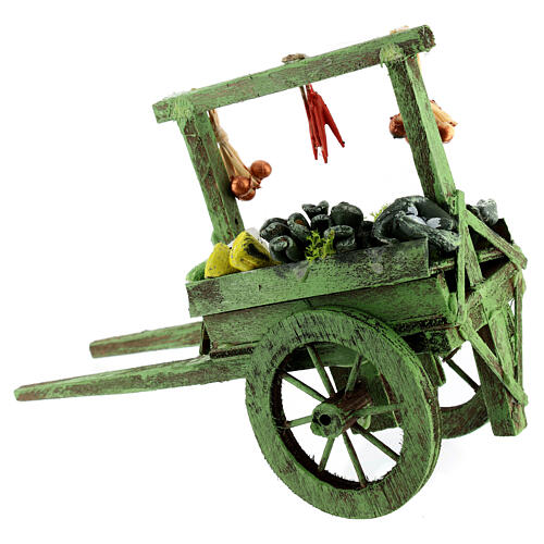 Verkaufswagen mit Gemüse 15x15x6 cm für neapolitanische Krippe 3