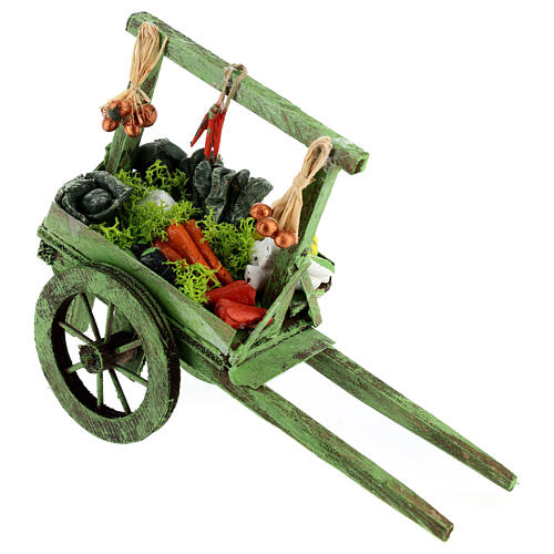 Carrinho com legumes e verduras miniatura presépio napolitano 13x15,5x8 cm 1