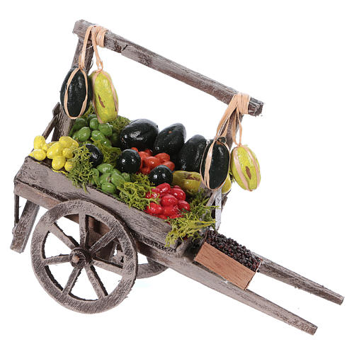 Verkaufswagen mit Früchten 15x15x6 cm für neapolitanische Krippe 1