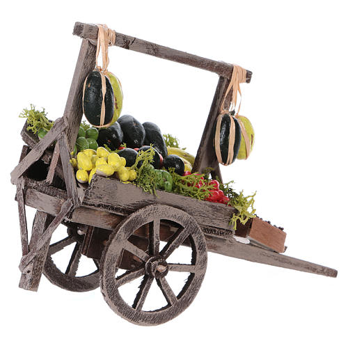 Verkaufswagen mit Früchten 15x15x6 cm für neapolitanische Krippe 2