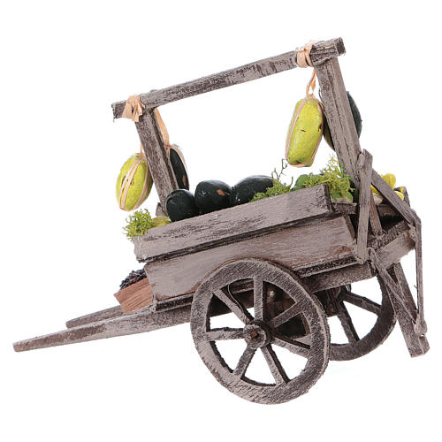 Cart with loose fruit for Neapolitan Nativity Scene 15x15x6 cm 3