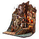 Neapolitan Nativity scene setting, village with mill, waterfall and lights 100x80x60 cm s3