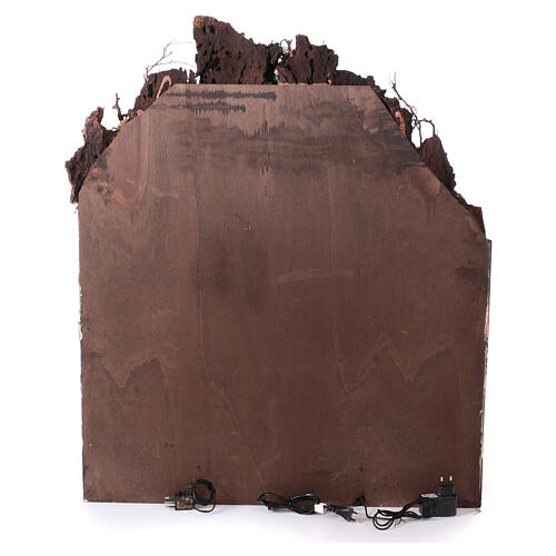 Scenografia szopki neapolitańskiej z oświetleniem, młynem, wodospadem, 100x80x60 cm 5