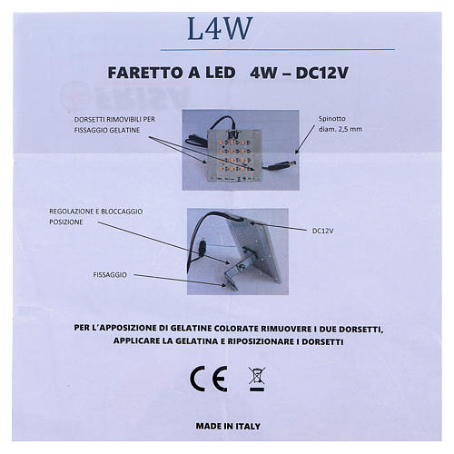 LED warm light, diffused lights for fading 12V 4W for nativity scenes 6