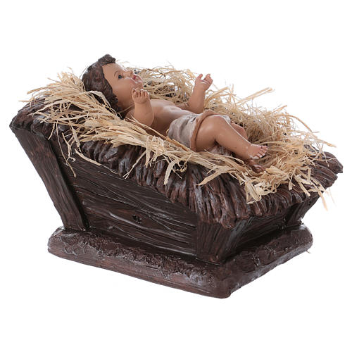 Baby Jesus in his cradle in resin for Nativity Scene 60 cm 4