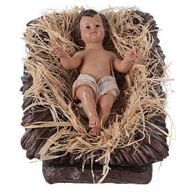 Baby Jesus in his cradle for a 60 cm Nativity Scene, resin