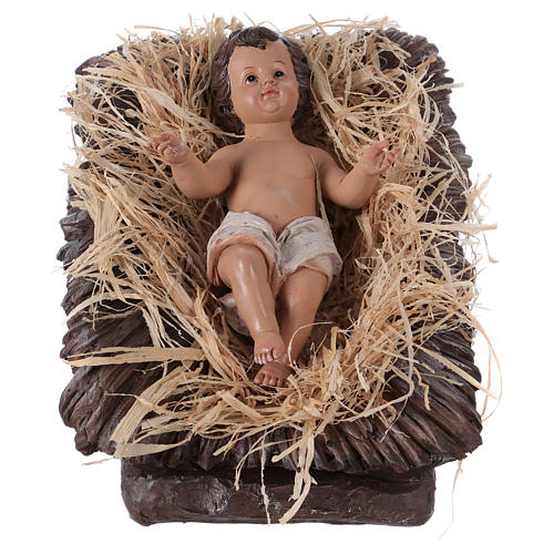 Baby Jesus in his cradle for a 60 cm Nativity Scene, resin 1