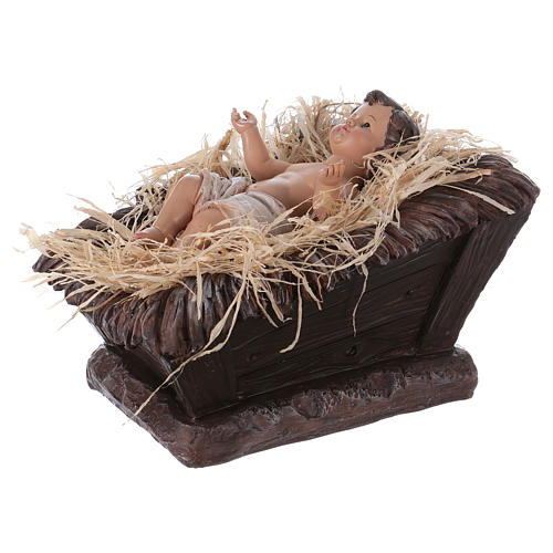 Baby Jesus in his cradle for a 60 cm Nativity Scene, resin 3