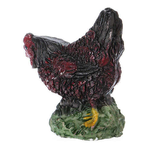 Pecking chicken in resin for 12 cm Nativity scene Moranduzzo 3