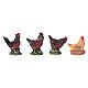 Rooster and hens in resin for 10 cm Nativity scene Moranduzzo, 4 pcs s1