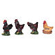 Rooster and hens in resin for 10 cm Nativity scene Moranduzzo, 4 pcs s3