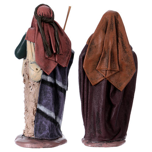 Traveller and woman with jar for Nativity scene in Spanish style, terracotta rigurines 14 cm 4