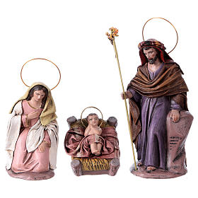 Heilige Familie 14cm spanischen Stil 6 St. Terrakotta und Stoff