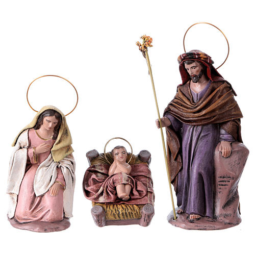 Heilige Familie 14cm spanischen Stil 6 St. Terrakotta und Stoff 2