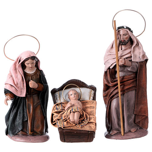 Terracotta Nativity scene with six characters, Spanish style 14 cm 2