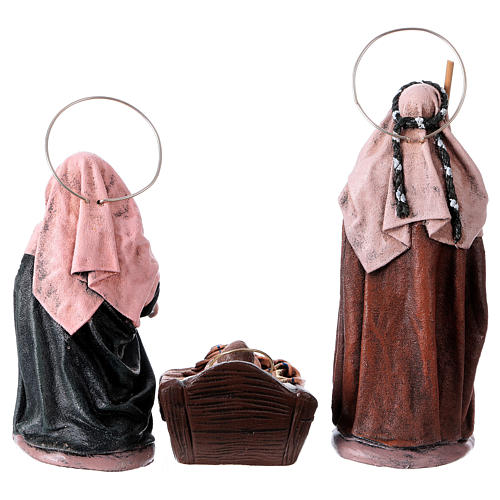 Terracotta Nativity scene with six characters, Spanish style 14 cm 7