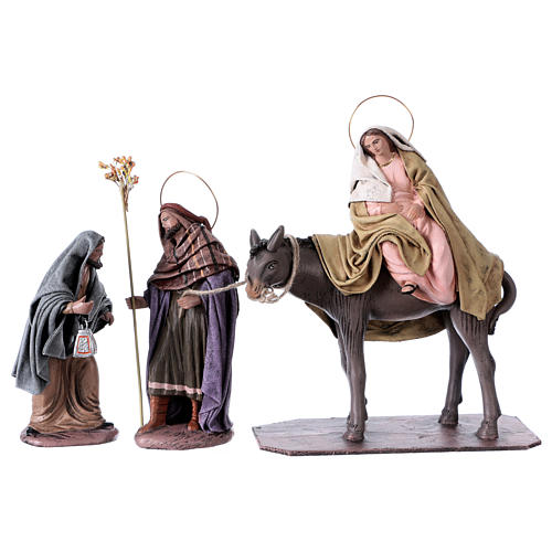 Mary and Joseph looking for accommodation for Nativity scene in terracotta, Spanish style 14 cm 1