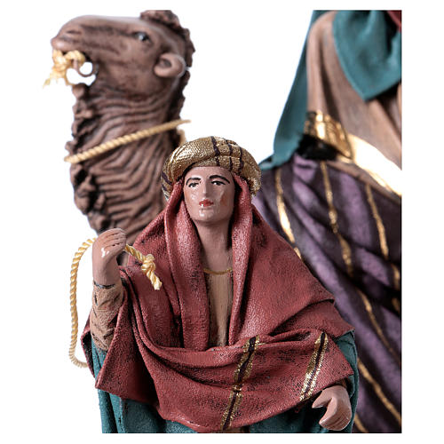 Heilige Könige auf Kamel mit Treibern 14cm Terrakotta und Stoff 8