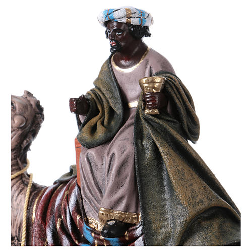 Three Wise Men with camels and camel owners for Nativity scene in terracotta, Spanish style 14 cm 5