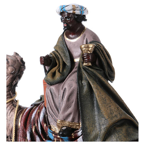 Figurki Trzej Królowie Mędrcy na wielbłądach z prowadzącymi 14 cm, styl hiszpański 5
