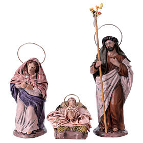 Spanish style Holy Family, 6 terracotta figurines 14 cm