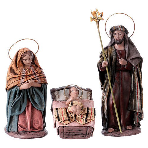 Old woman with child for Nativity scene in terracotta, Spanish style 14 cm 6