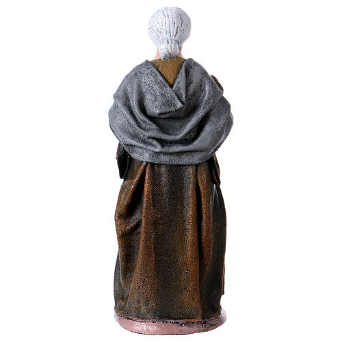 Statua presepe terracotta 14 cm anziana con bambino stile Spagnolo 4