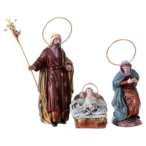 Terracotta Nativity with six characters, Spanish style 14 cm 2