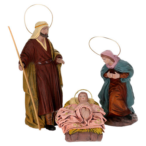 Terracotta Nativity with six characters, Spanish style 14 cm 2