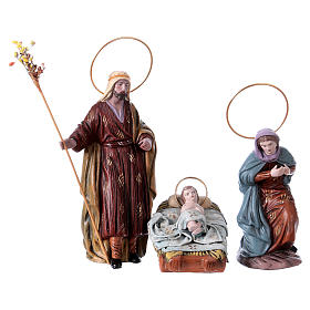 Holy Family in Spanish style, 6 terracotta characters 14 cm