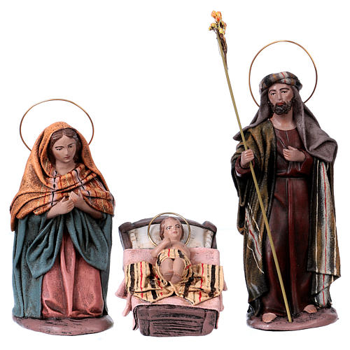 Spanish style Holy Family, 6 terracotta characters 14 cm 2