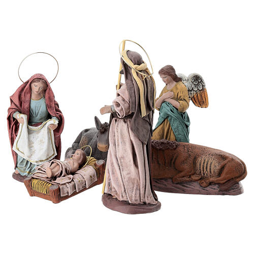 Holy Family in Spanish style, 6 terracotta figurines 14 cm 3