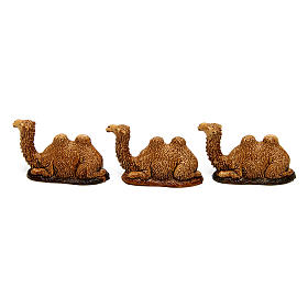 Camelos deitados 3 peças para presépio Moranduzzo com figuras de 3,5 cm de altura média