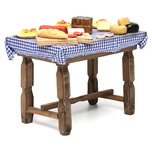 Mesa com comida para presépio napolitano com figuras 24 cm altura média 3