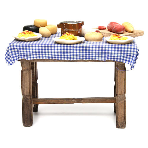 Mesa com comida para presépio napolitano com figuras 24 cm altura média 4