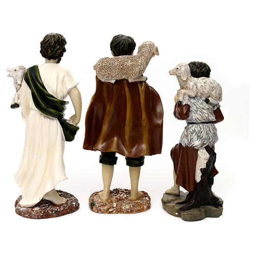 Nativity scene statues, shepherds with sheep in painted resin 30 cm, 3 pcs 5