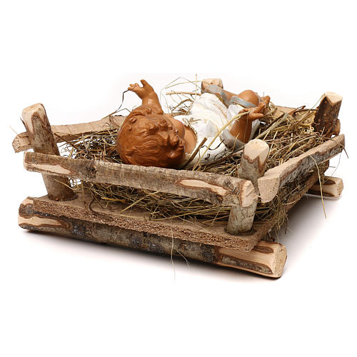 STOCK Bimbo nella culla per presepe 52 cm legno e resina Fontanini 5